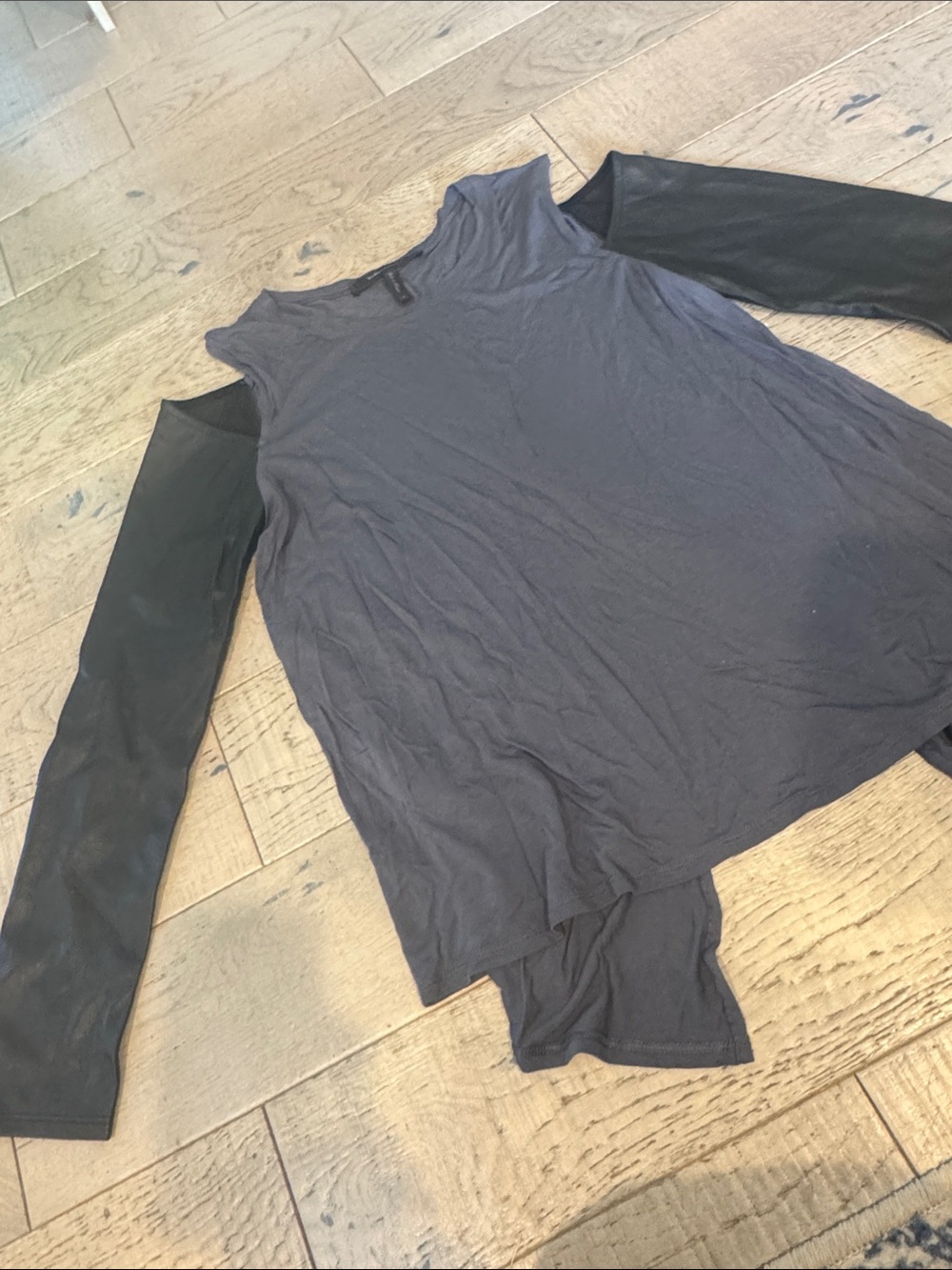 BCBGMaxAzria Black Cold-Shoulder Long Sleeve Top